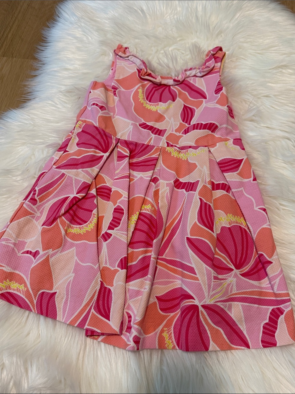 Janie and Jack Pink & Coral Floral Tank Dress
